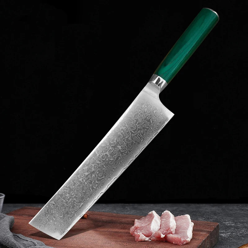 Damaskus Küchenmesser mit scharfer Klinge und ergonomischem Holzgriff