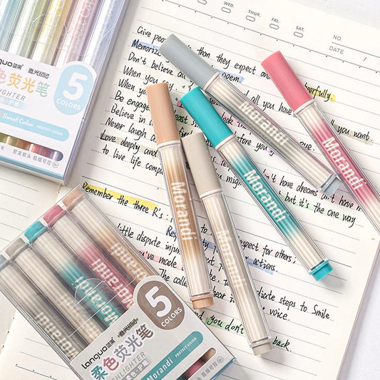 5er Set Funkelnde Glitter Textmarker: Weiche Spitze für Notizen Kunst Studium