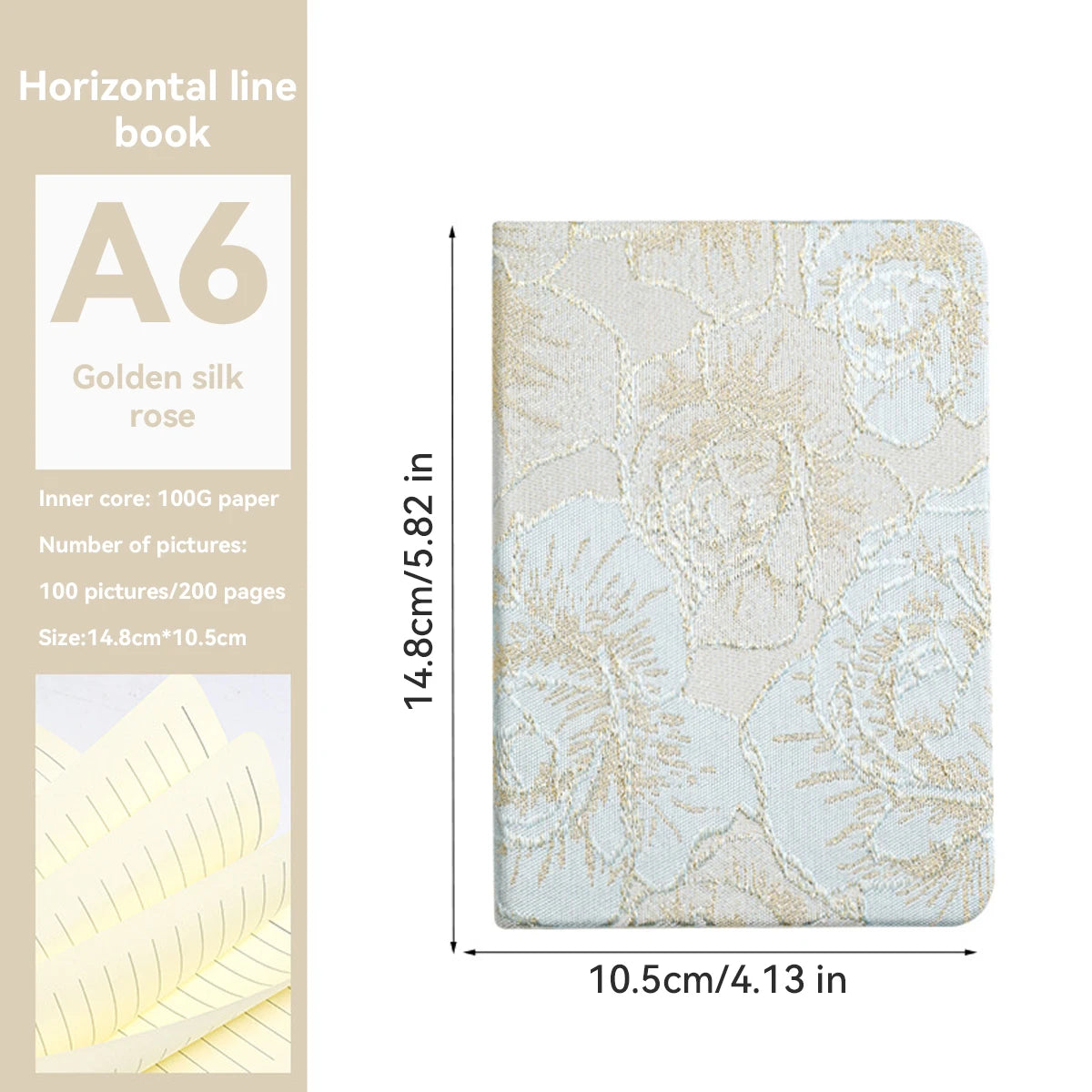A5 A6 Leinen Notizbuch 200 Seiten 100g/m2 säurefrei Vintage Stil Journal