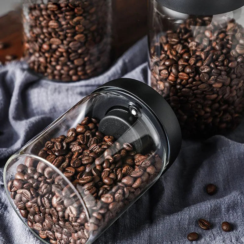 Frischegarantie für Kaffeebohnen: 501ml Vakuum-Glasbehälter, umweltfreundlich