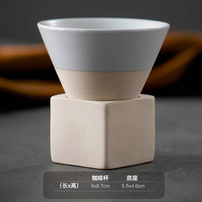 Retro Keramik Tasse in Dreieckiger Kegelform für Tee und Kaffee