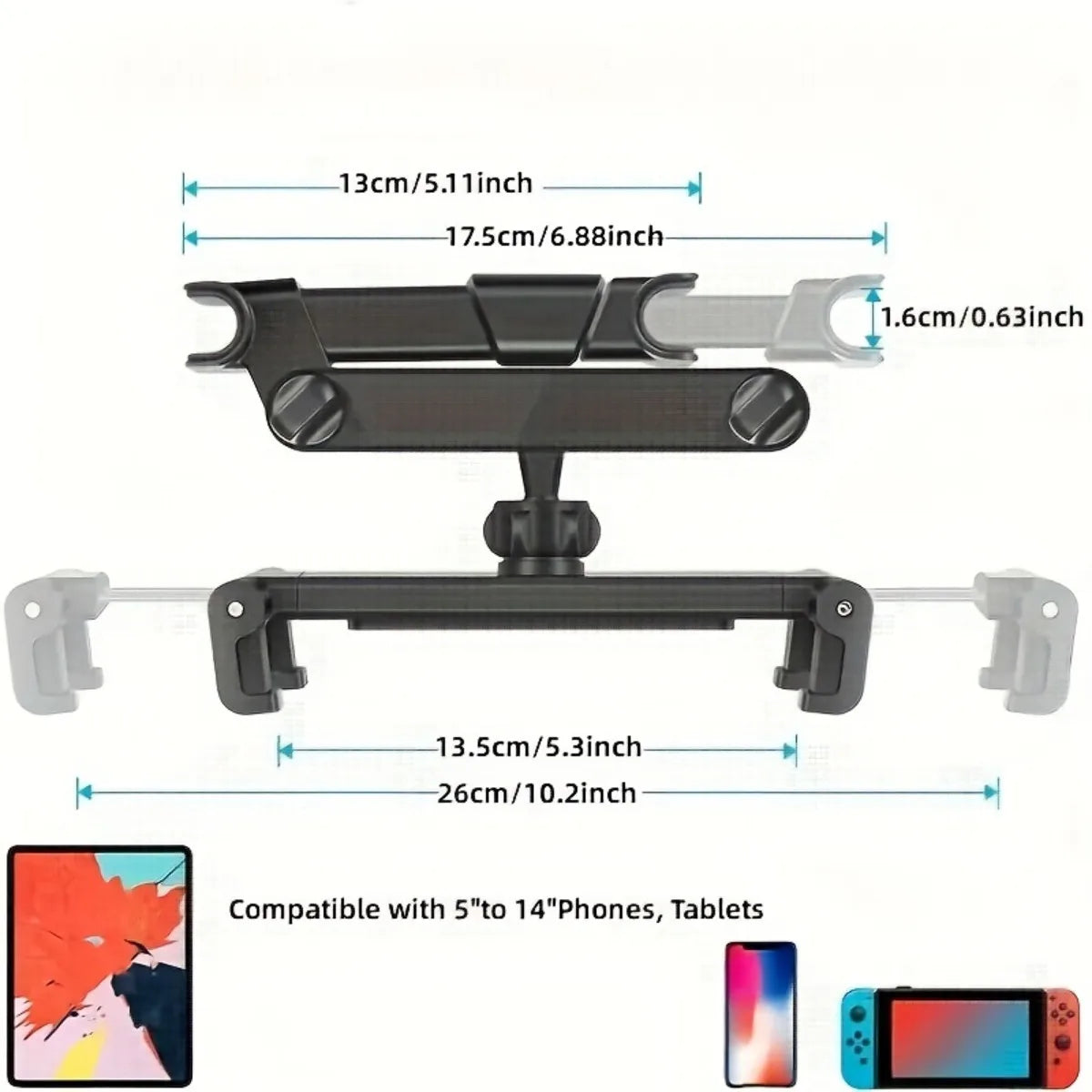 Flexible Auto-Tablet-Halterung 360° drehbar für 4,7–12,9 Zoll – stabil - sicher