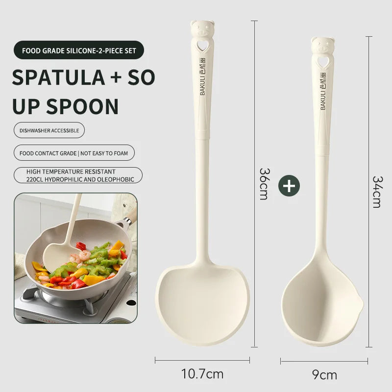 Silikon Kochset: Pilzspatel Suppenlöffel für Antihaft Töpfe & Pfannen