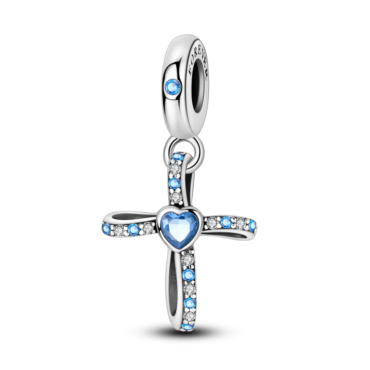 Edler Charm-Anhänger aus 925er Silber mit funkelndem blauem Zirkon – perfekt für DIY-Schmuck