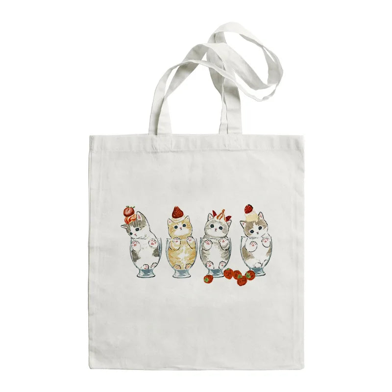 Faltbare Leinwand Einkaufstasche mit Cartoon Druck, wiederverwendbar