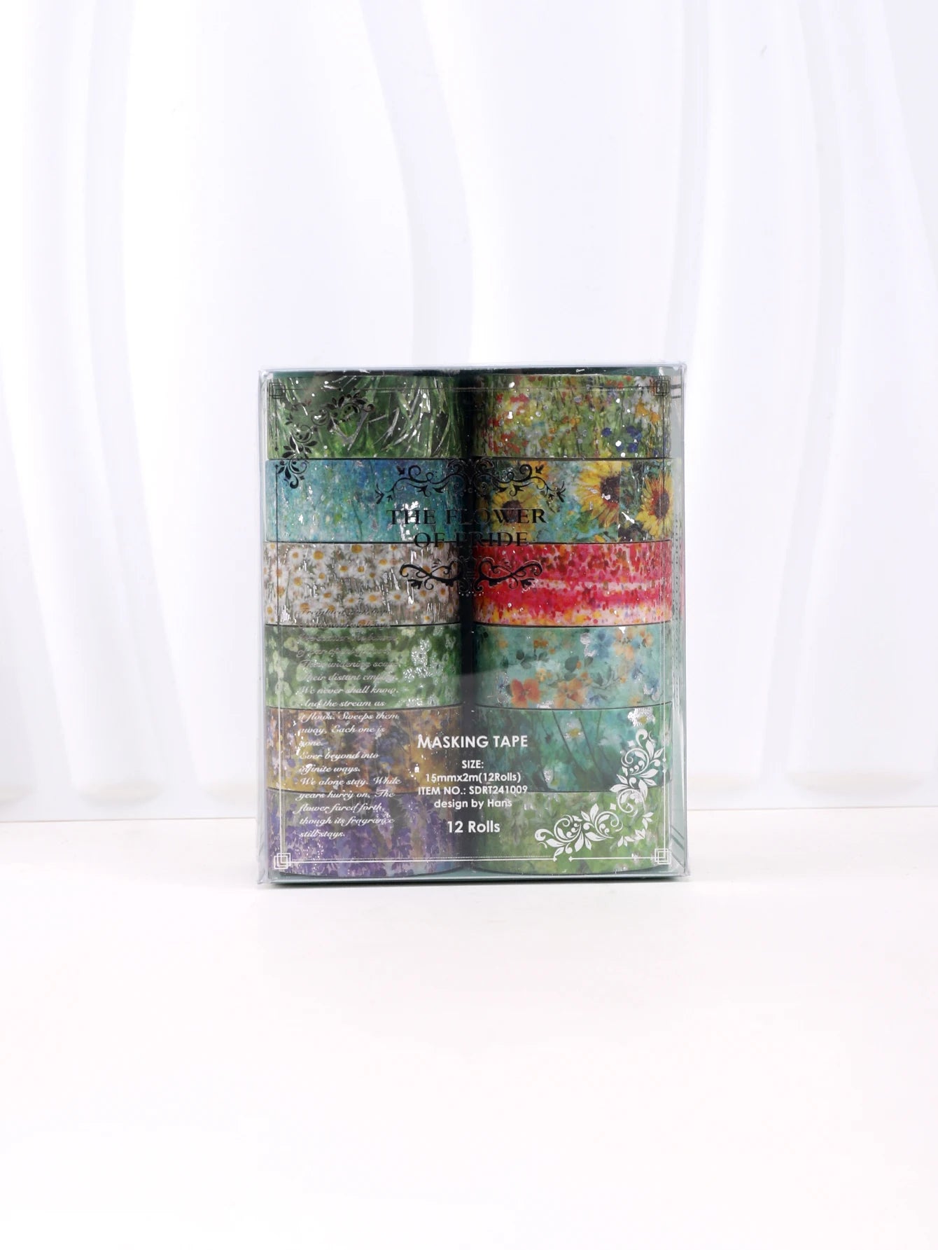 12er Set buntes florales Washi-Tape für kreatives Scrapbooking - DIY