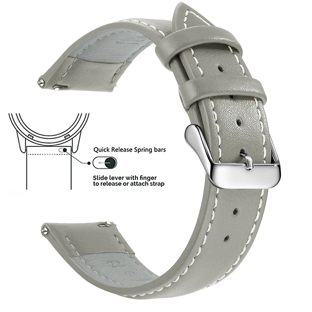 Echtleder Uhrenarmband Schnellverschluss 18/20/22mm für viele Smartwatches