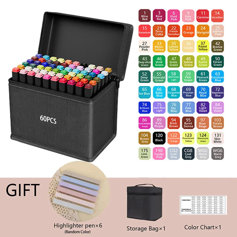 Dual Tip Permanent Marker – Hochpigmentiert, 24-262 Farben für kreative Kunst