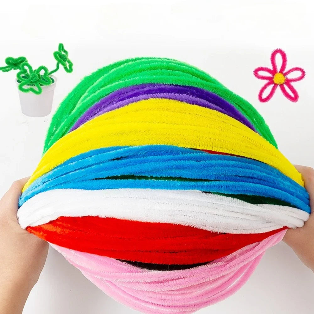 100-1500 bunte Plüsch-Drahtstangen für DIY Basteln und Dekoration
