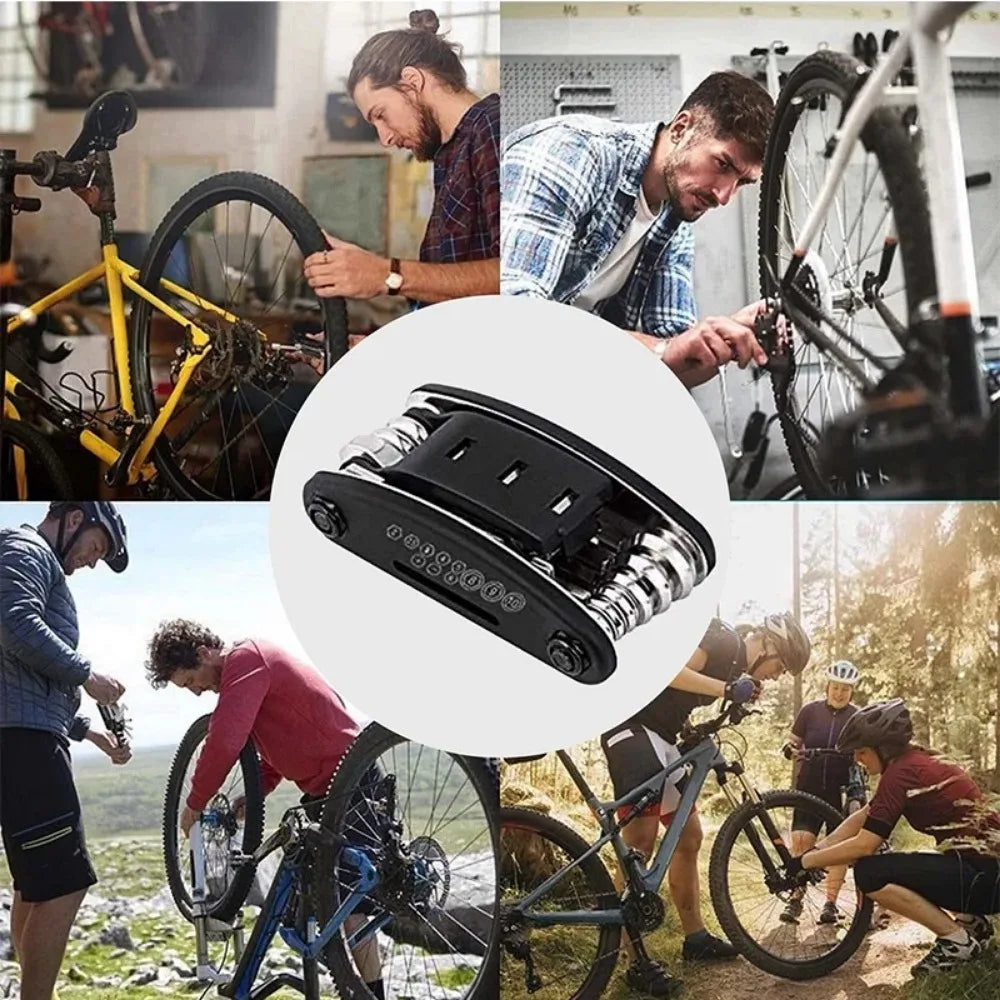 16-in-1 Fahrrad Multitool aus Kohlenstoffstahl – Kompaktes Reparaturset