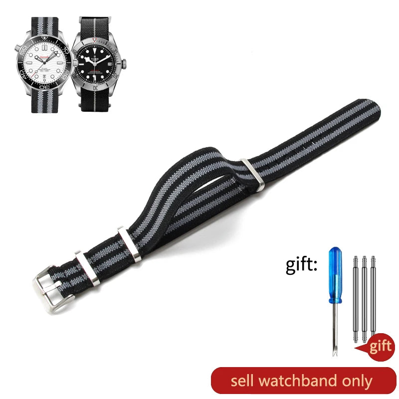 Retro Fallschirm Nylon Uhrenarmband in 18, 20 und 22 mm High Density