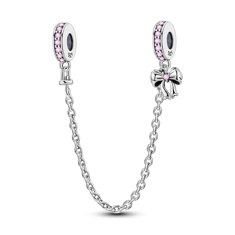 Romantische rosa 925 Silber Charms mit Zirkon – Herz - Parfüm Flasche Set