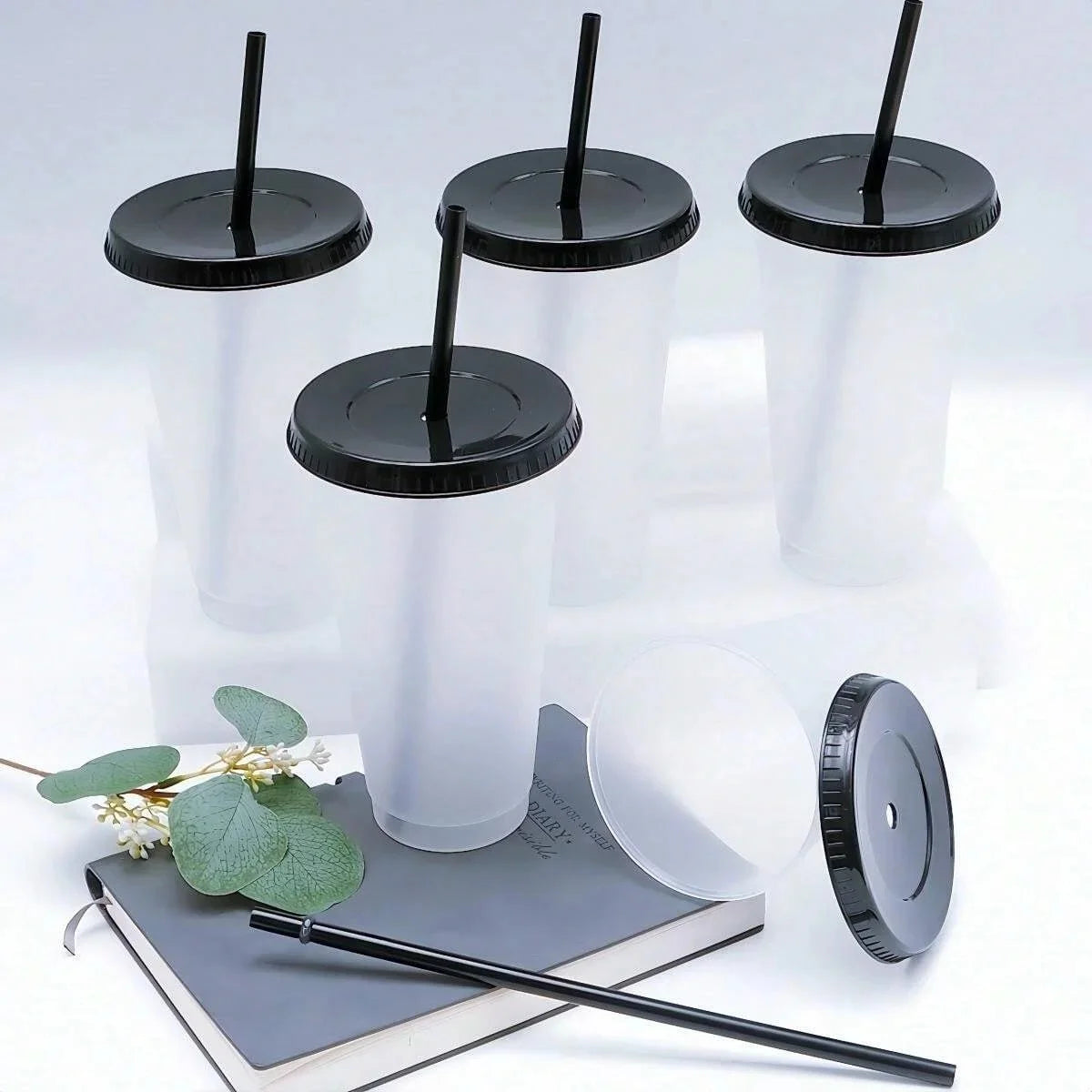 5er-Set 24oz BPA-freie Trinkbecher mit Deckel - Strohhalm – perfekt für Sommer