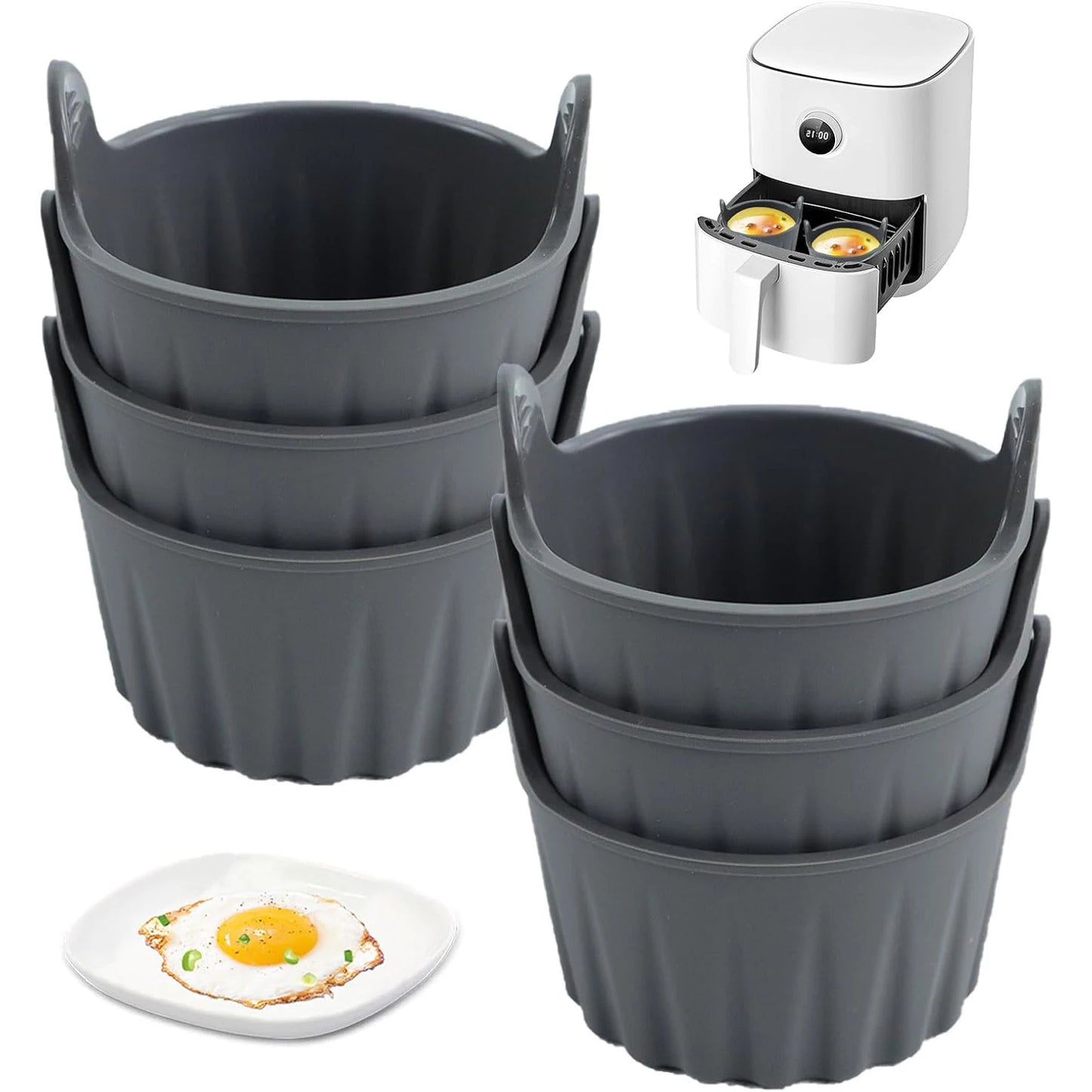 Antihaft Silikon 4/6er Set Airfryer Muffin- - Ei-Backformen, spülmaschinenfest