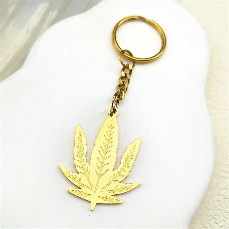 Einfache Edelstahl Schlüsselanhänger Maple Leaf für Damen und Herren