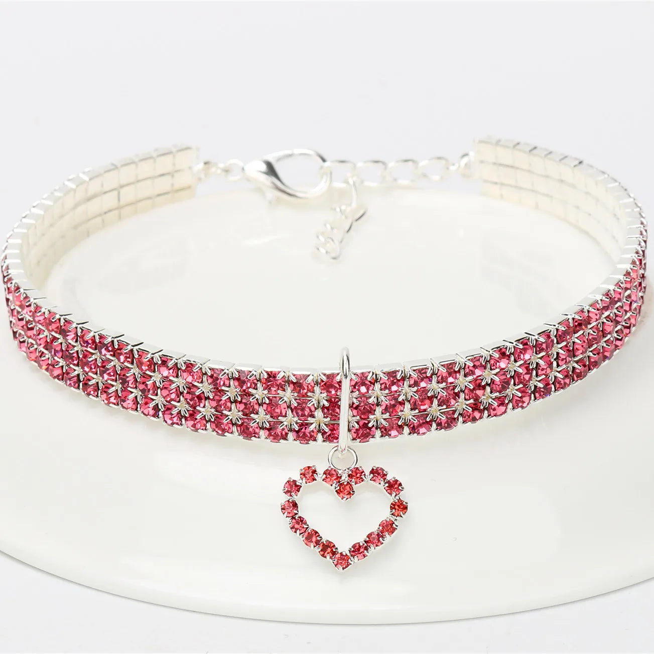 Elastisches Metall-Haustierhalsband mit Strass – Stilvoll - Verstellbar