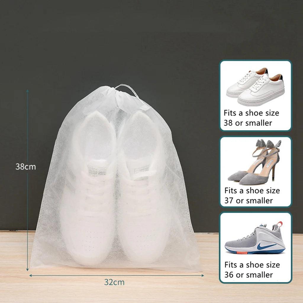 10er Pack Vlies Schuhbeutel für Reise - Garderobe – Praktische Aufbewahrung