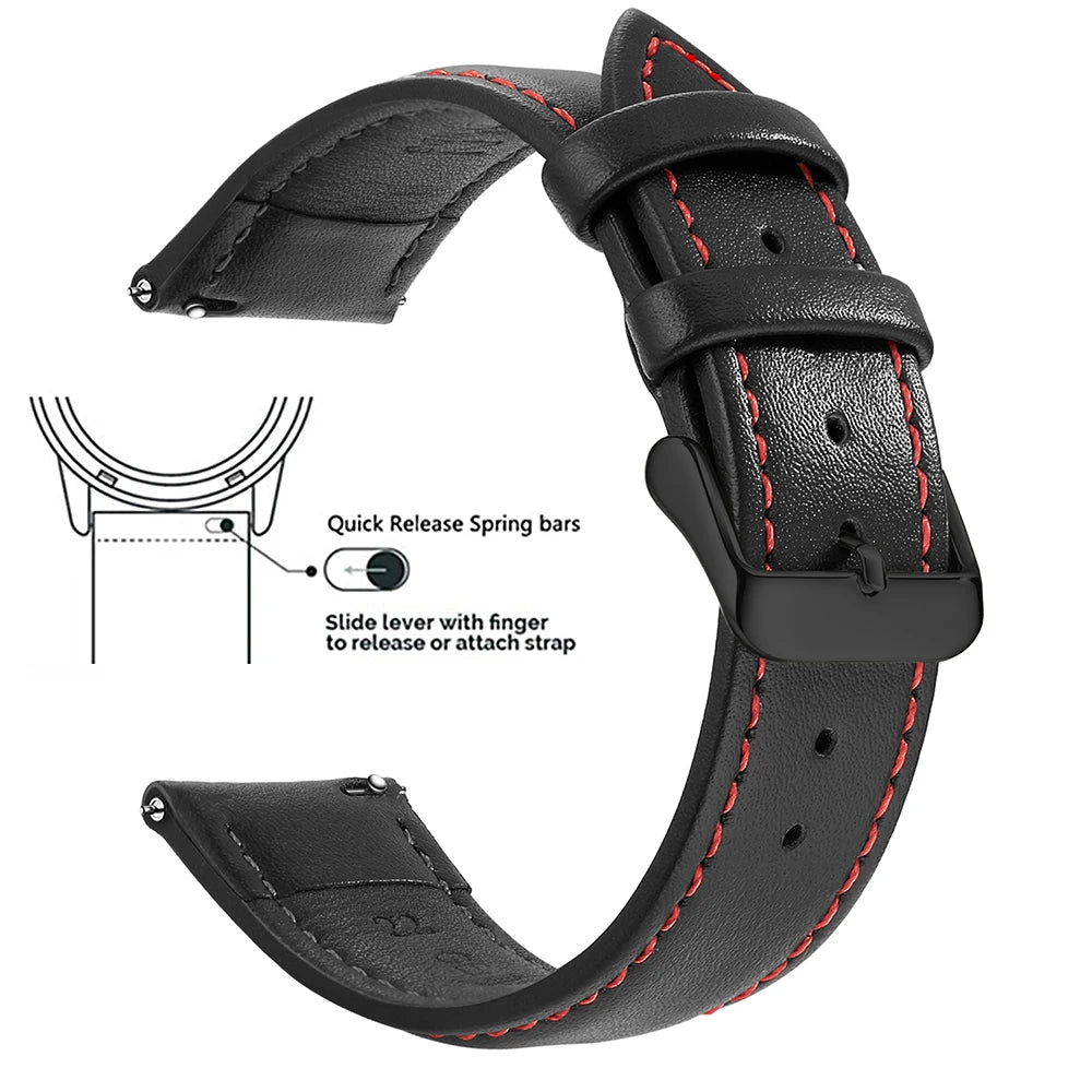 Echtleder Uhrenarmband Schnellverschluss 18/20/22mm für viele Smartwatches