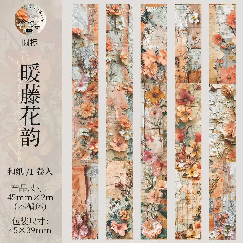 Breites 2m Blumen-Washi-Tape 45mm für Dekoration Basteln Journaling