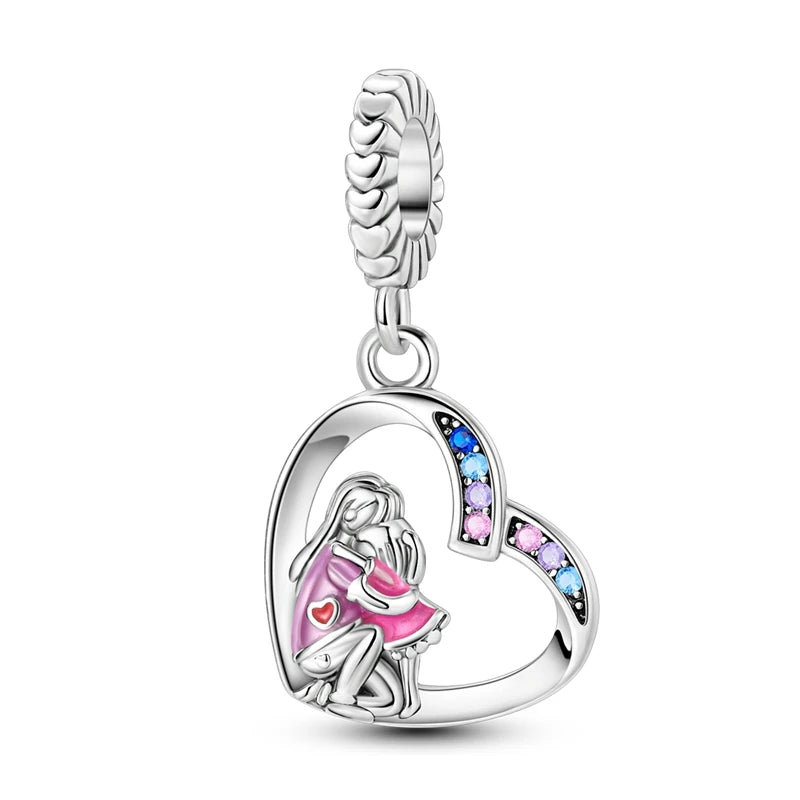 Romantische rosa 925 Silber Charms mit Zirkon – Herz - Parfüm Flasche Set