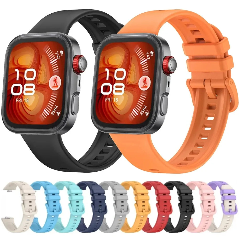 Atmungsaktives Sport-Silikonarmband mit bunter Metallschnalle für Watch Fit 3/4/4 Pro
