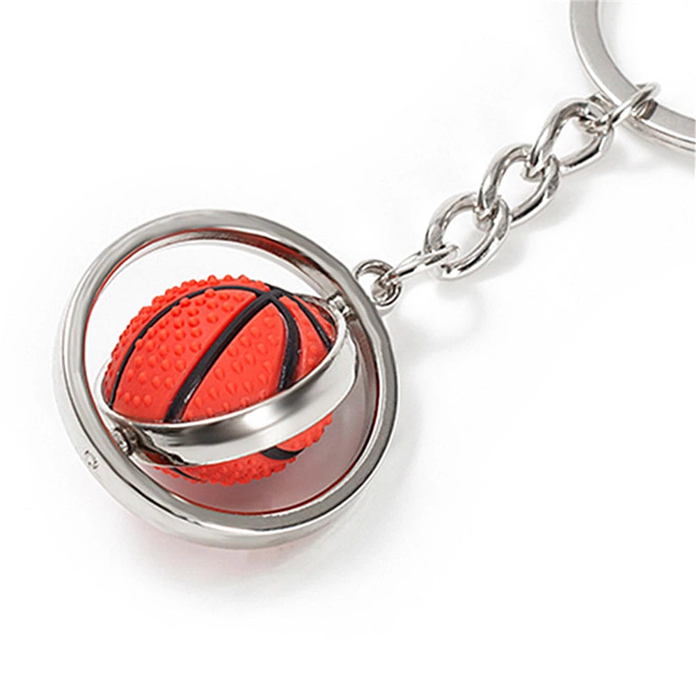 Rotierender Mini-Ball Schlüsselanhänger in Silber – Sportliche Motive, langlebig - stylisch