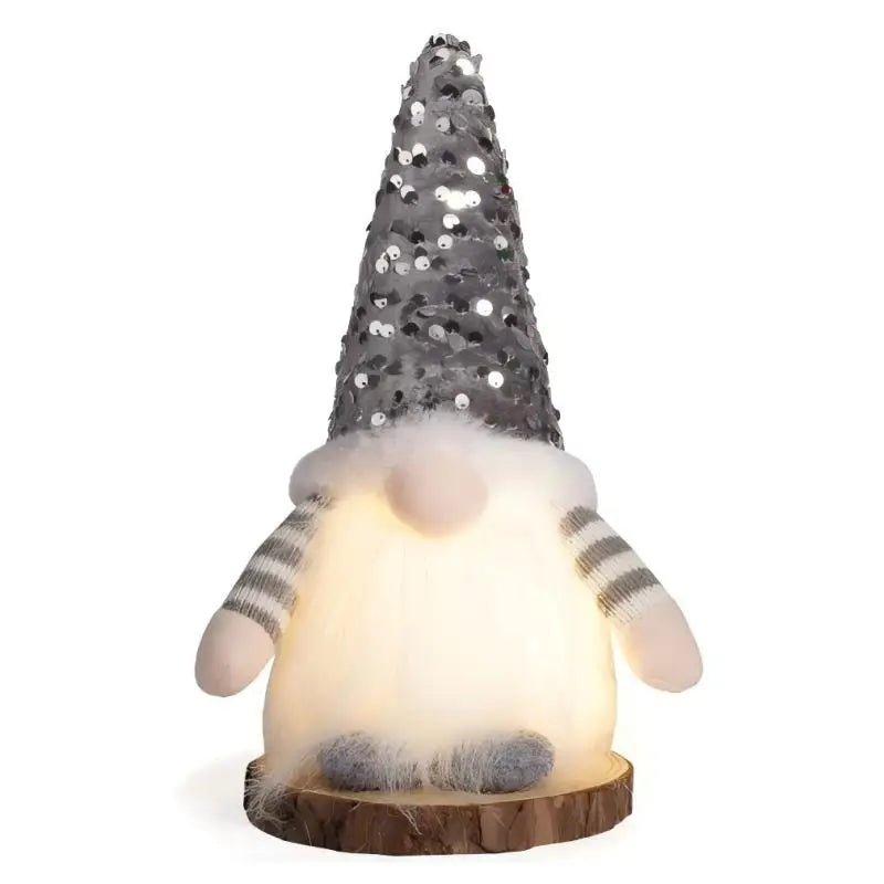 Kindliche Weihnachts-Gnom Puppe mit leuchtenden Pailletten Ornament