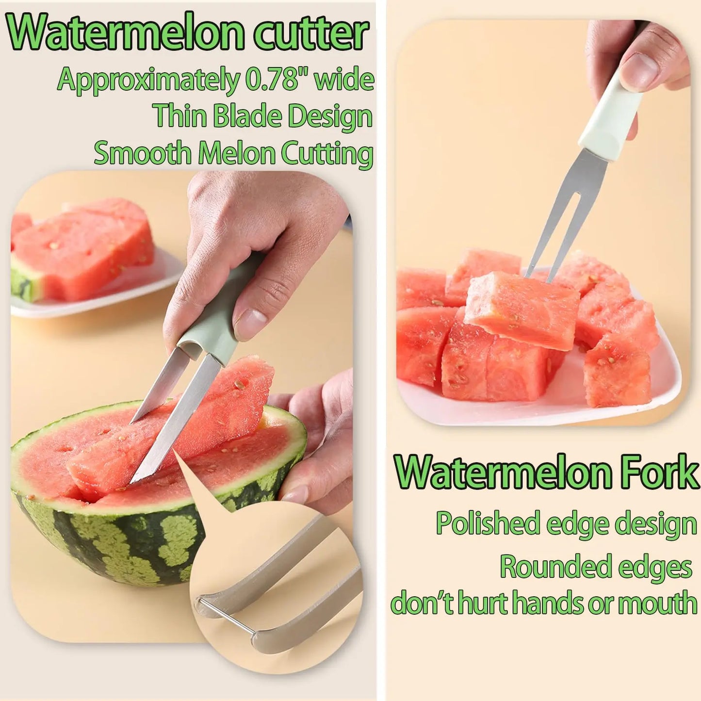 3-in-1 Wassermelonen-Gabelschneider aus langlebigem Edelstahl 2024
