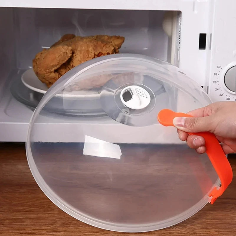 Hitzebeständiger Mikrowellen-Spritzschutz transparent mit Dampfaustritt - Griff