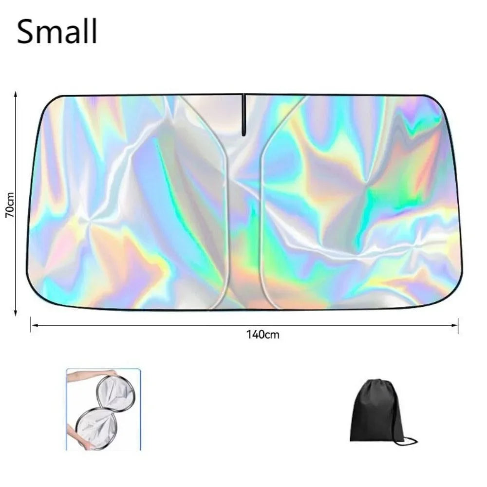 Effektiver UV- - Hitzeschutz: Faltbarer Auto Frontscheiben-Sonnenschutz mit Laser-Design