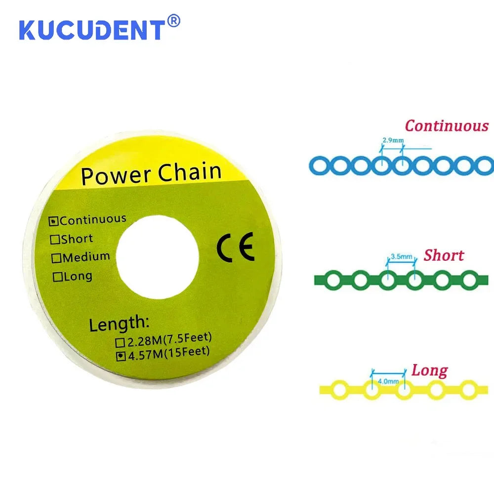 4,57 m elastische Dental Power Chain für Zahnspangen in mehreren Typen