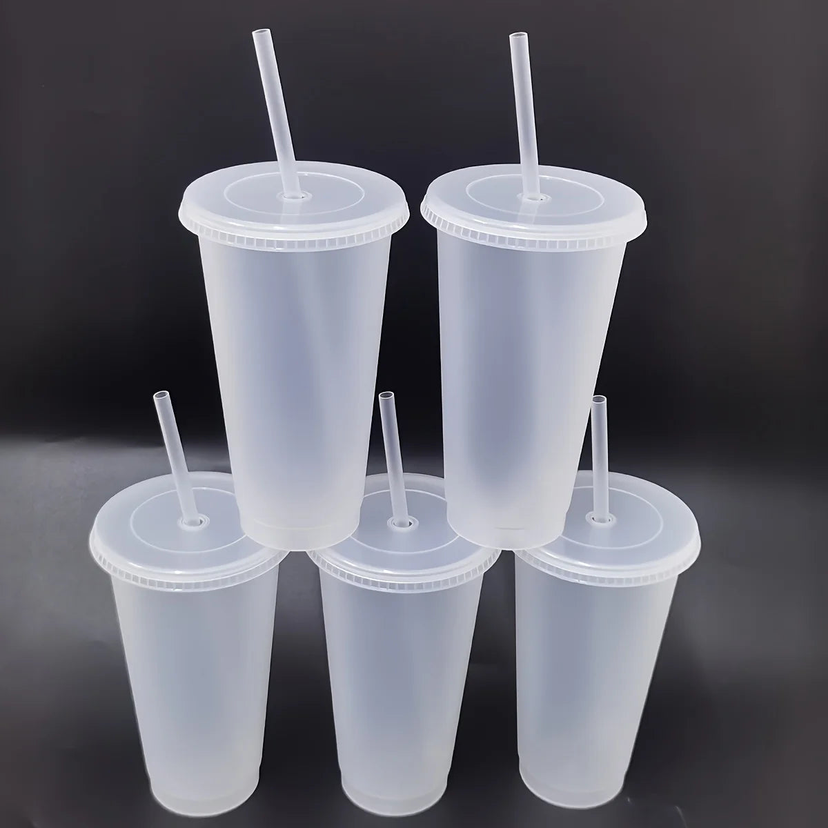5er-Set 24oz BPA-freie Trinkbecher mit Deckel - Strohhalm – perfekt für Sommer