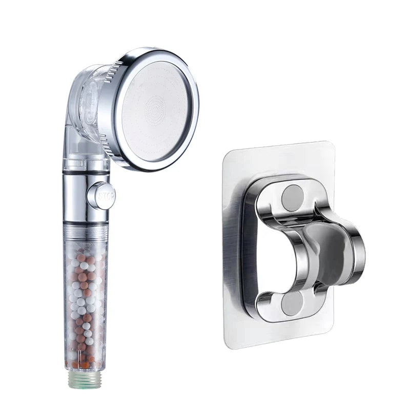 3-Modus Wassersparender Handbrause Kopf mit Negativ-Ionen Filter und Wasserstopp