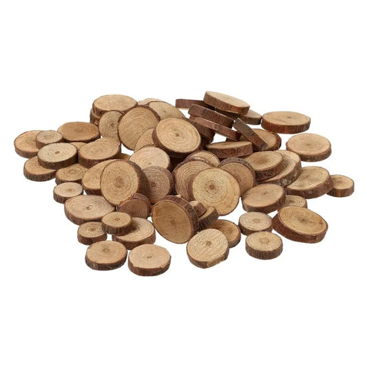 Kreative DIY-Holzscheiben 30er Set, 1-3 cm Naturholz für Bastelideen - Deko