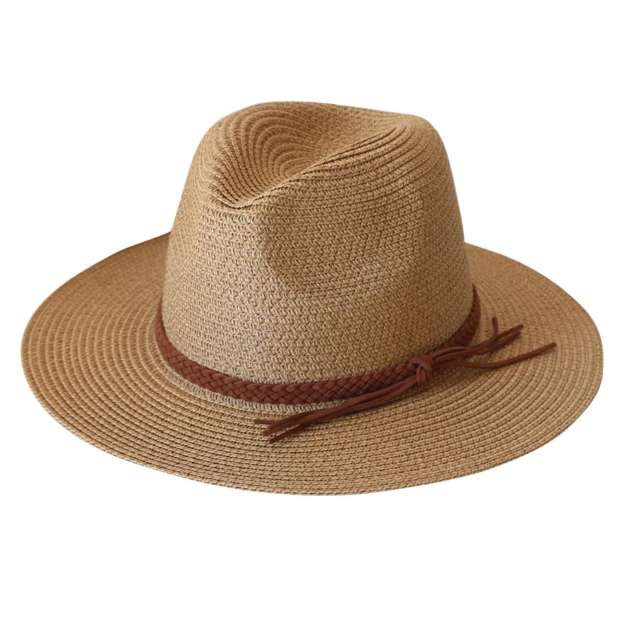 Stylischer Unisex Strohhut mit breiter Krempe – Leicht - UV-Schutz fürs Sommerlicht