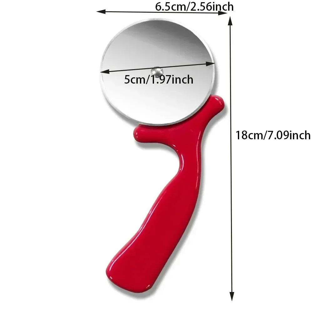 Präziser Edelstahl Pizzaschneider mit ergonomischem Griff in Rot oder Schwarz