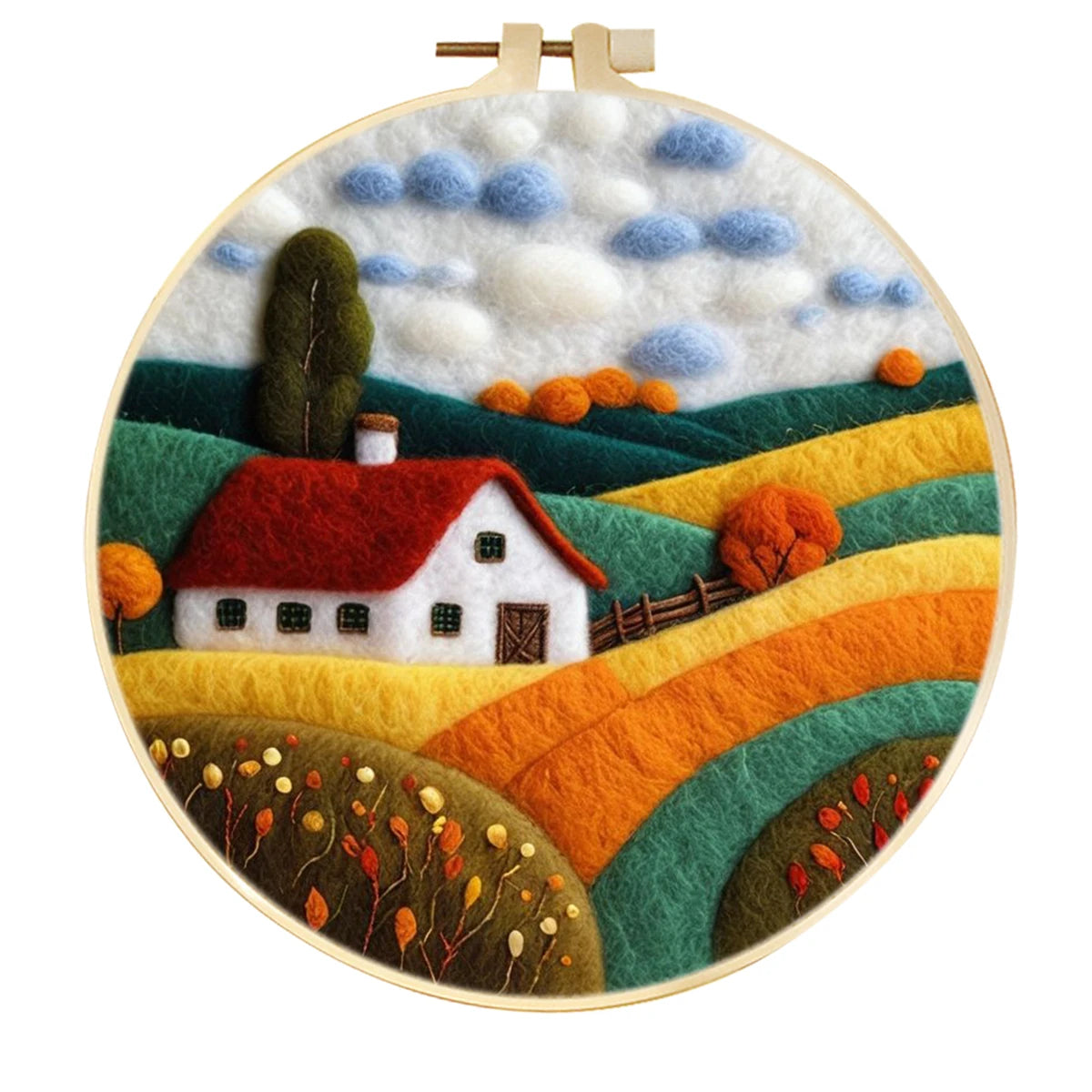 Kreatives Nadel Filz Kit für Anfänger mit Wolle, Nadeln - Filzleinwand 20x20cm