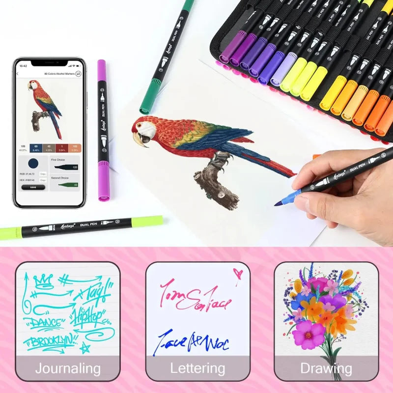 168 Farben Dual Brush Stifte für Aquarell, Manga - Schriftgestaltung