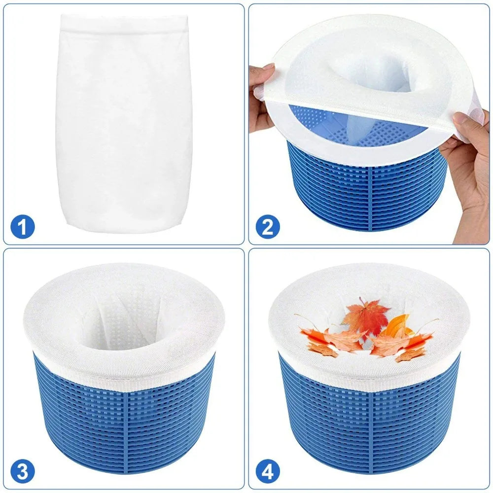 Wiederverwendbare Pool-Skimmer-Socken 5/10 Stück – Schutz - Sauberkeit fürs Wasser