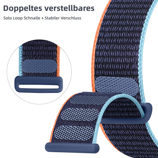 Atmungsaktives Nylonarmband für Smartwatch 38-49 mm, Unisex