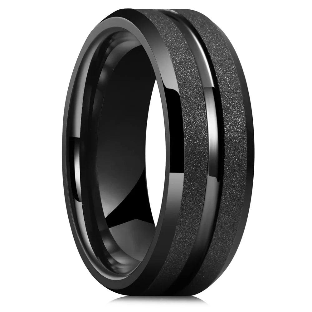 8mm Herren Edelstahl Ring mattiert sandgestrahlt Fingerring Geschenk