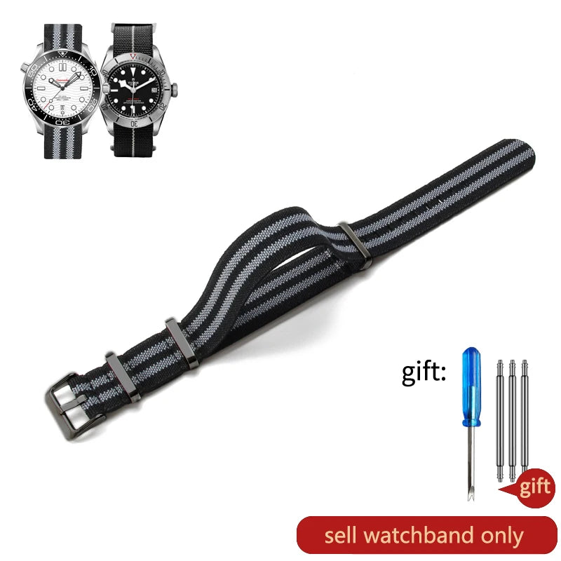 Retro Fallschirm Nylon Uhrenarmband in 18, 20 und 22 mm High Density