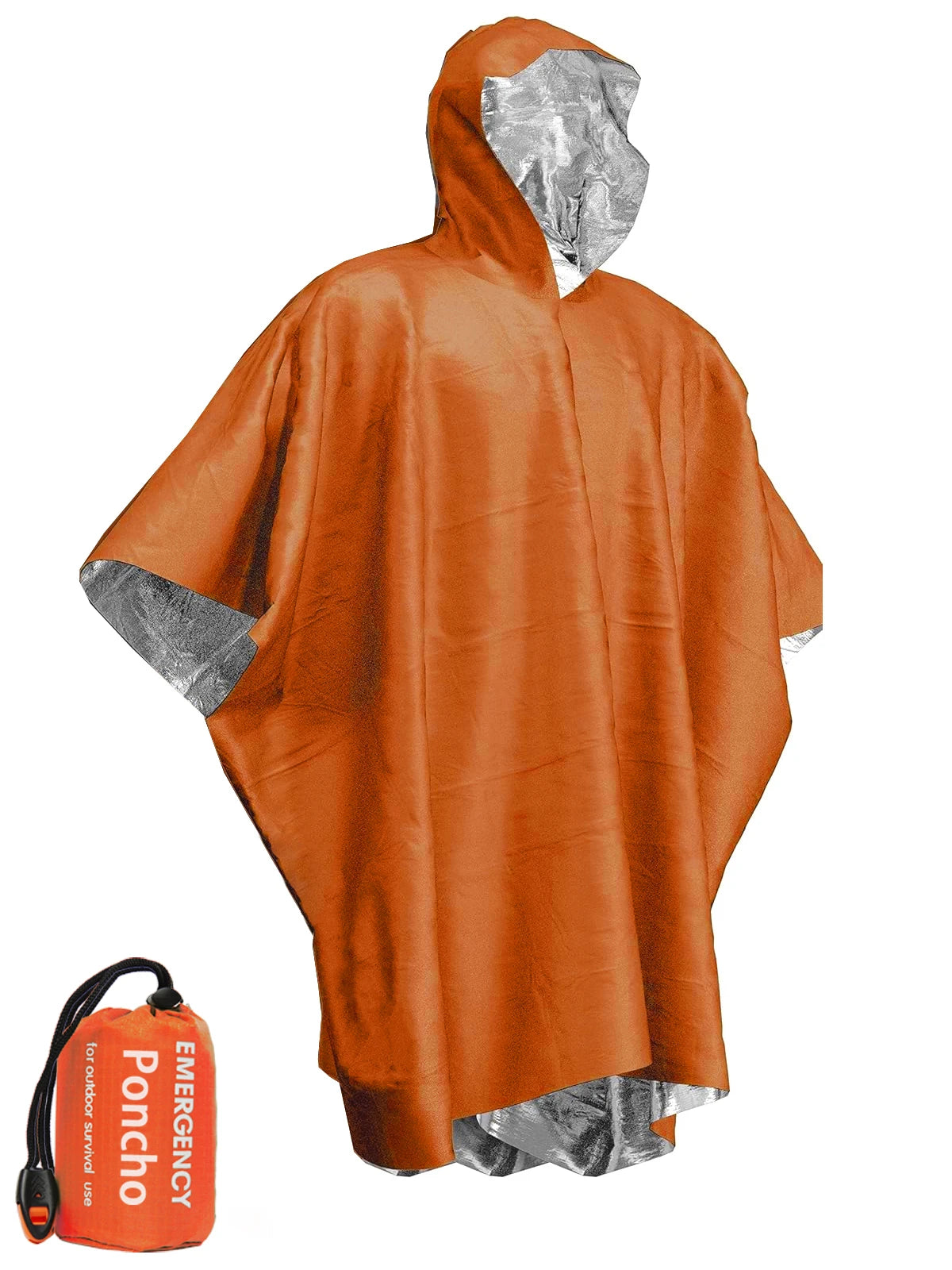 Wasserdichter Notfall-Poncho mit Aluminiumfolie – Wärmend - leicht, 130x100 cm