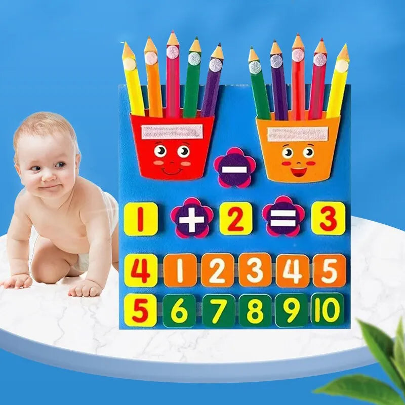 Spielerisch Mathe Lernen: Pädagogisches Filz Lernbrett 30x28,7 cm für Kinder