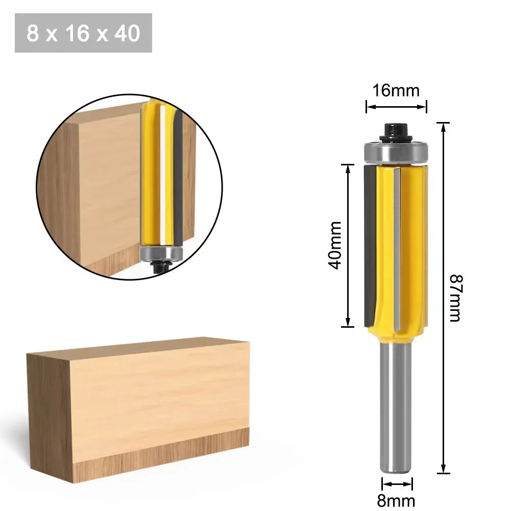 1/4 Zoll 8mm Schaft Langklinge Fräsbit mit Lager für Holzarbeiten