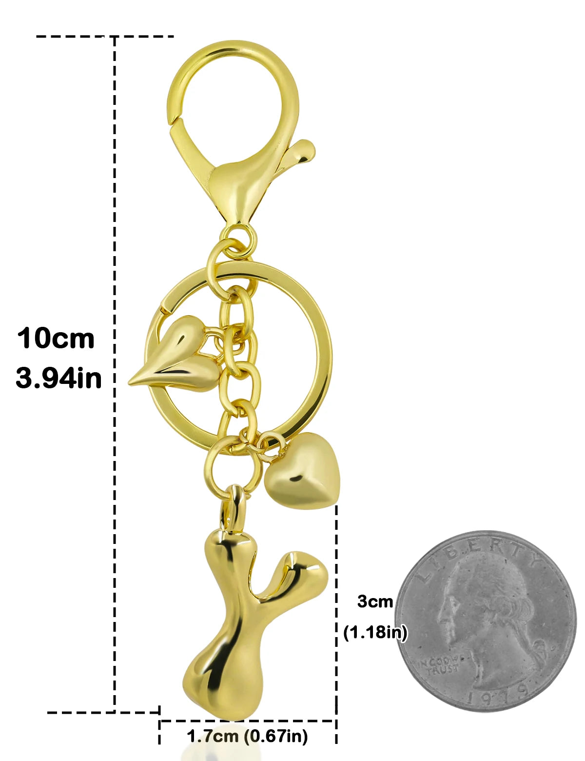 Personalisierter 18K Gold Schlüsselanhänger mit Herz – Blasenbuchstaben Damen