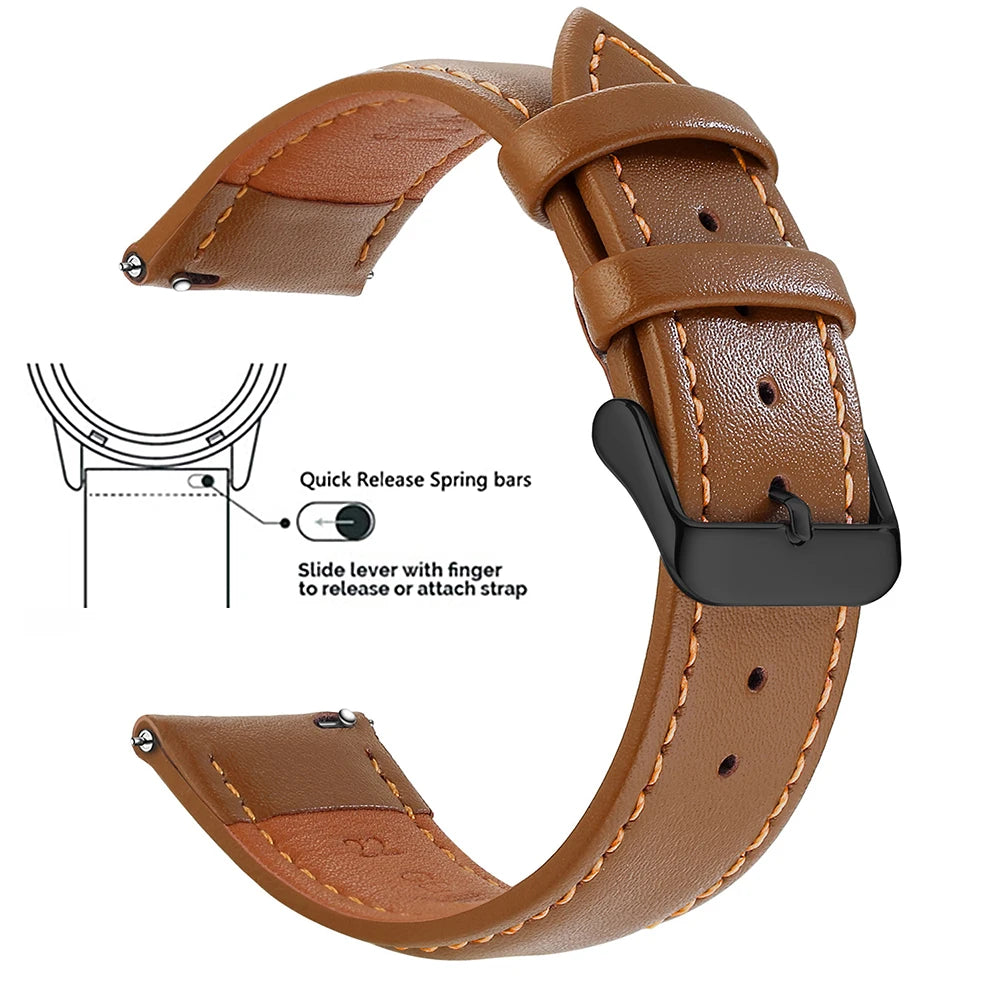 Echtleder Uhrenarmband Schnellverschluss 18/20/22mm für viele Smartwatches