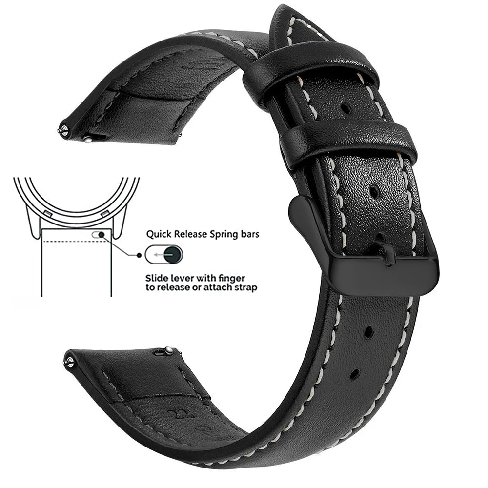 Echtleder Uhrenarmband Schnellverschluss 18/20/22mm für viele Smartwatches