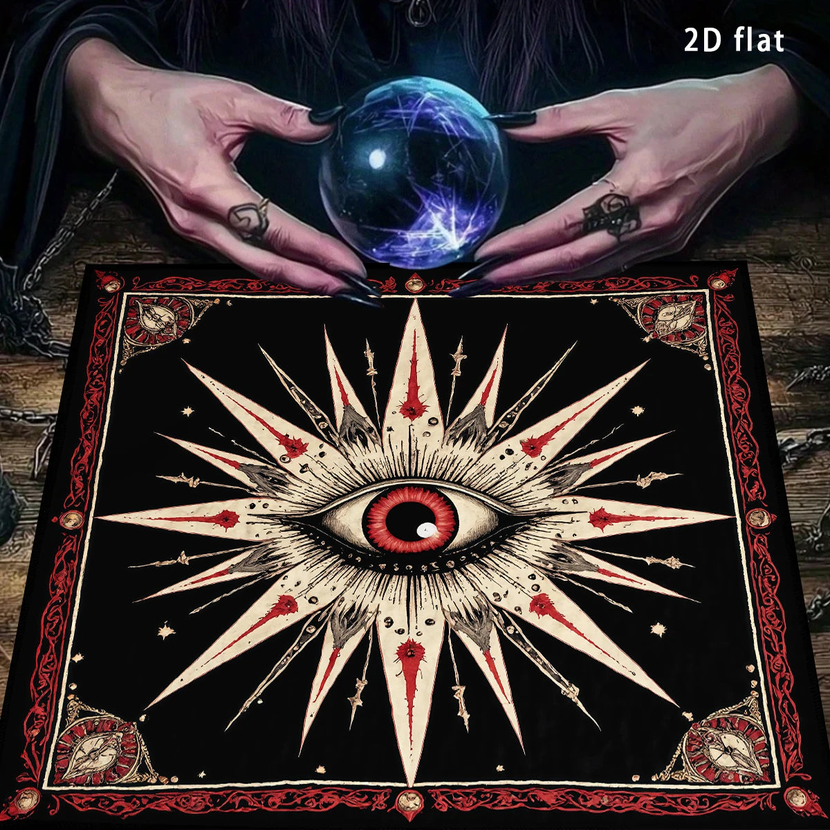 Multifunktionale Tarot Tischdecke mit Allsehendem Auge Muster für Wahrsagerei und Dekor