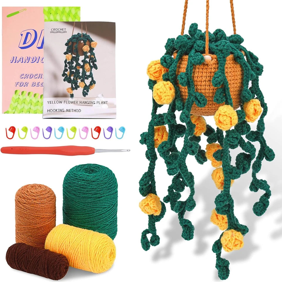 1-teiliges Häkel-Starter-Set für hängende Topfpflanzen mit Video-Tutorial